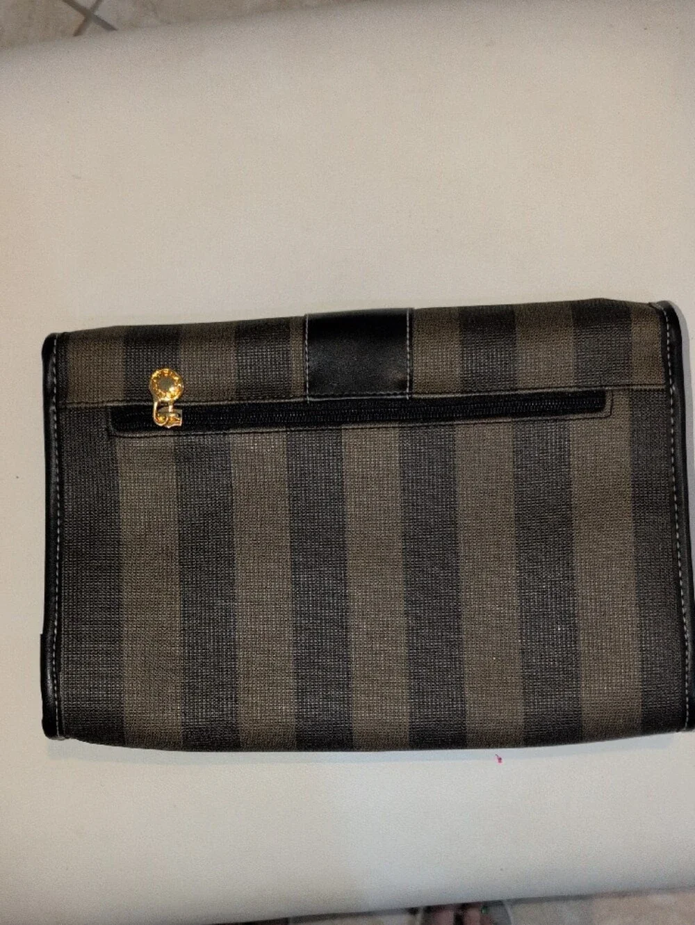Striped FASHION Envelope Clutch in Black and Brown Stripes